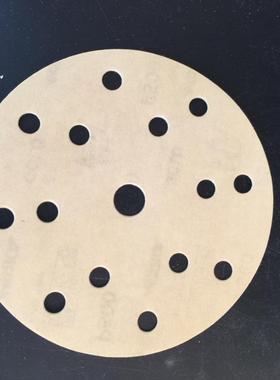 芬兰磨卡6寸15孔干磨砂纸摩卡自粘圆盘金色打磨圆形植绒耐磨砂纸