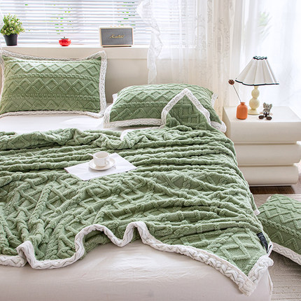 A.羊羔绒毛毯加厚冬季沙发盖毯午休办公室午睡毯加绒毯子小毛绒