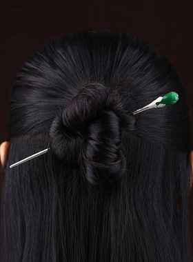 玉兰花简约一字簪子女做旧款日常