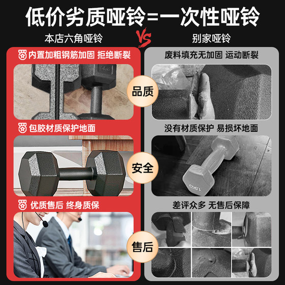 Hexagonal anti-rolling dumbbells for men's fitness home use
