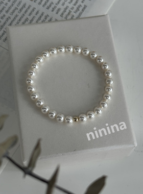 ninina施家珍珠金色小圆球手链多种规格搭配弹力绳方便佩戴 00221