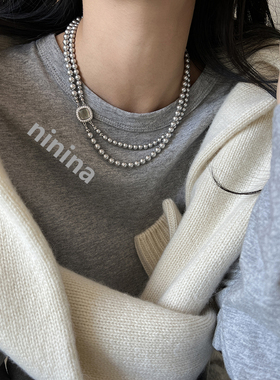 NININA双层叠戴珍珠项链