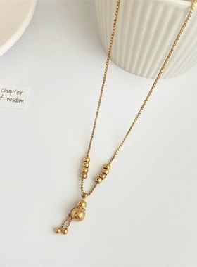 时尚复古小众设计好运吊坠福芦毛衣项链女轻奢高级感新.年款锁骨