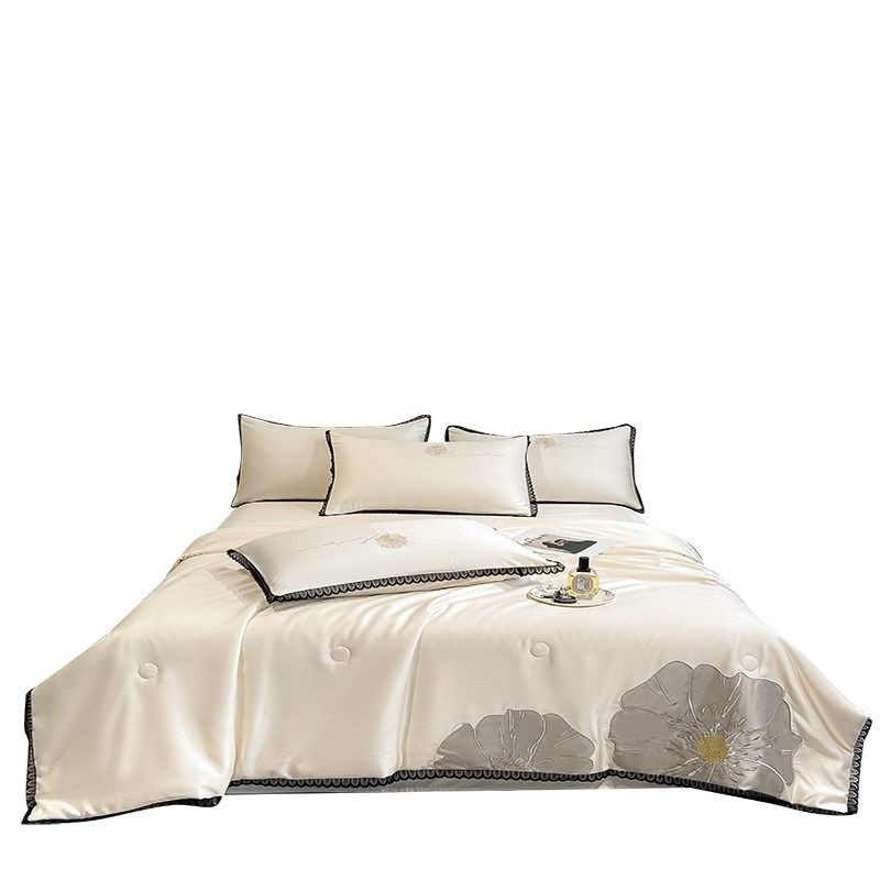 夏季冰丝空调被四件套可水洗夏凉被丝滑裸睡夏被薄被子床单三件套,淘宝优惠券,粉丝福利购,淘宝优惠卷