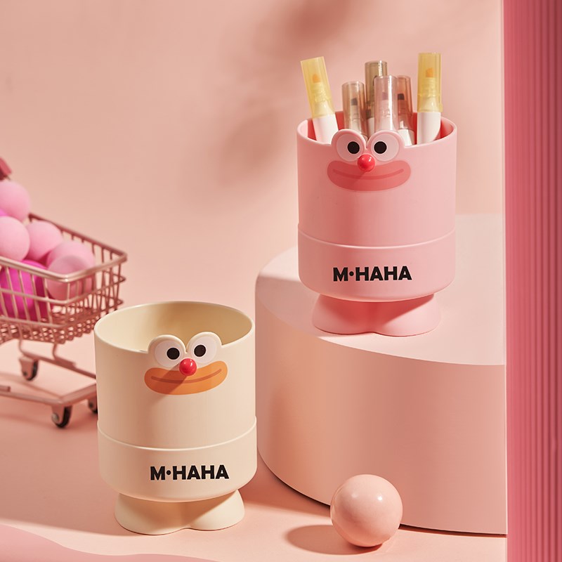 多巴胺化妆刷收纳筒宿舍办公室桌面文具收纳笔筒梳妆台刷子置物架 - 图2