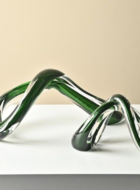 轻奢风交叉玻璃摆件高级感小众别墅样板间桌面摆件琉璃家居装饰品