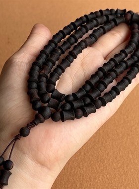 108降真香木文玩手串黑软糖结油保真秒沉水级高油老料竹节珠手链