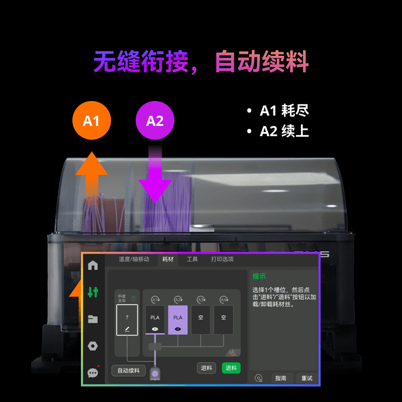 拓竹3D打印机AMS自动供料系统智能自动换料换色多色打印Bambu Lab - 图0