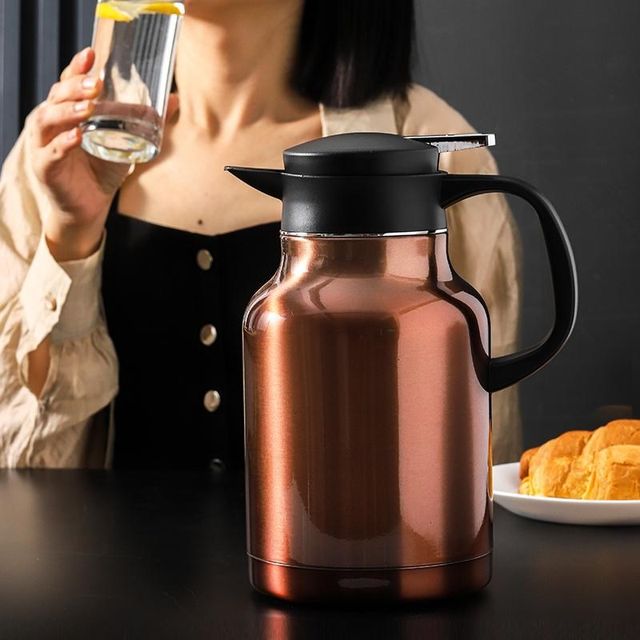 New 304 stainless steel insulation kettle vacuum commercial kettle D push-type restaurant tea kettle household high-end hot water kettle