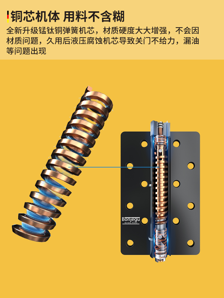 德国邦捷固液压缓冲隐形门阻尼合页家用自动关门铰链闭门器哑光黑 - 图1