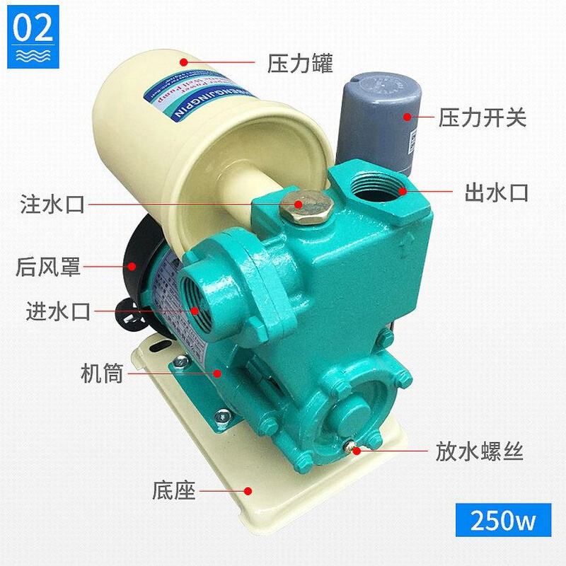 全自动家用抽水泵自吸泵冷热水太阳能管道自来水PHJ-750A1282.2-图2