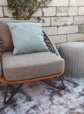 柚木户外沙发露天样板房藤沙发组合休闲花园设计师款式藤绳编沙发