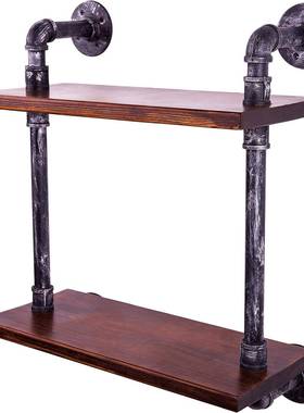 浮动墙上铁艺搁板管架支架复古壁挂水管置物架装饰铁艺管道支架