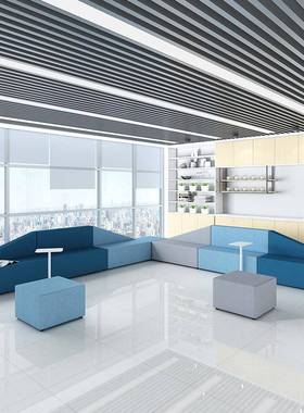 个性现代简约异形组合沙发凳写字楼银行大厅会客商务接待洽谈中心