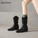 Daphne black short boots women's pile pointed toe knight boots
