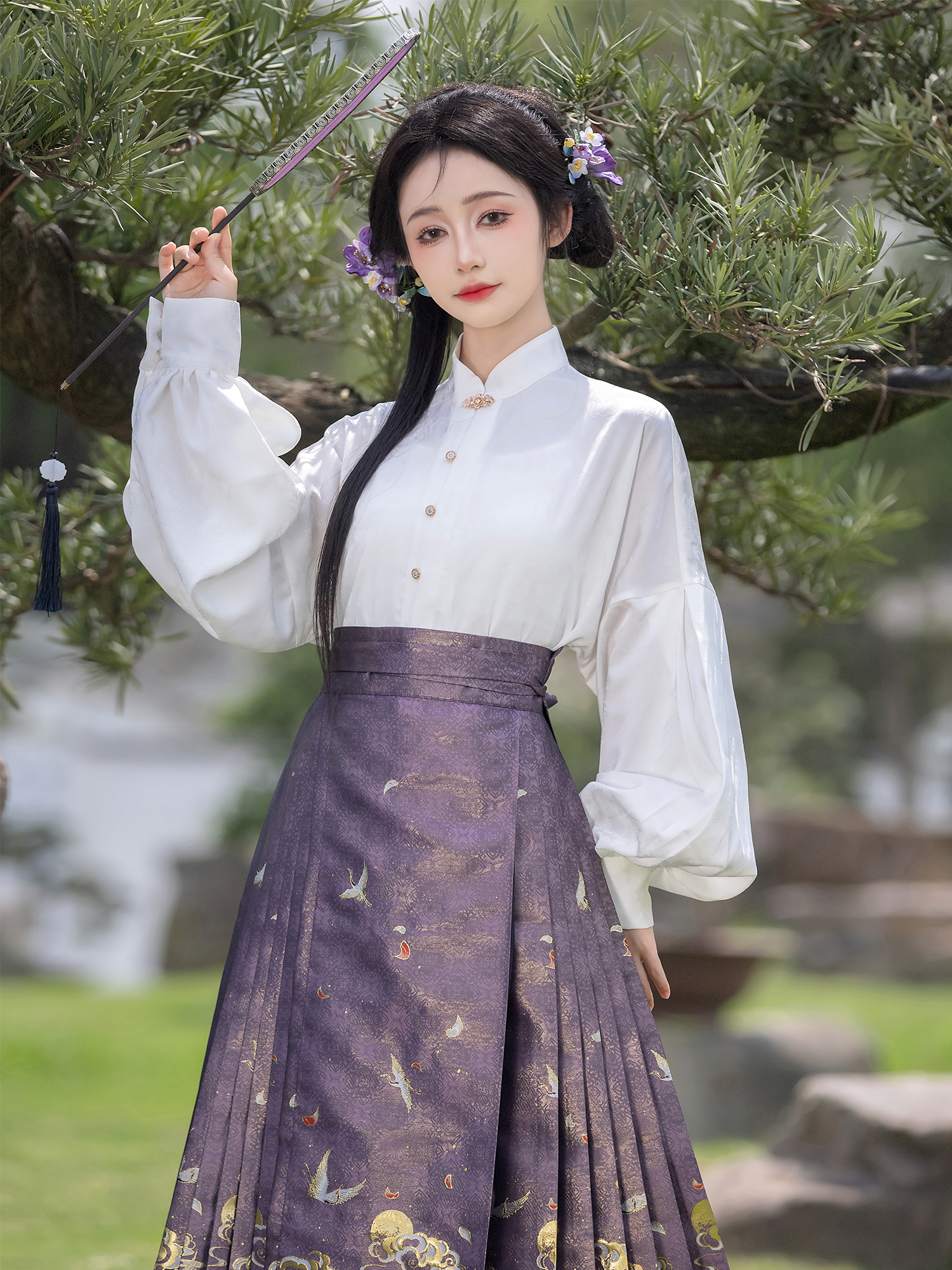 云涧山【白露】改款国风新中式白色衬衫可搭配马面裙的上衣女春秋 - 图0