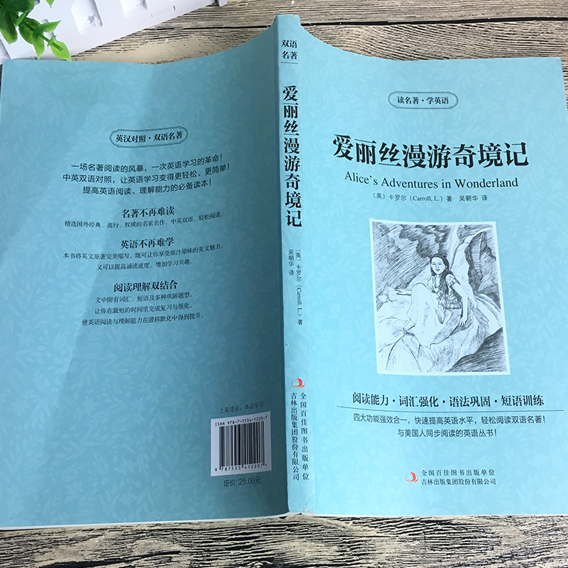 爱丽丝漫游奇境记中英文双语版卡罗尔原著英汉对照中英文经典世界名著外国文学长篇小说英文版原版英语读物初中高中生课外阅读书-图0