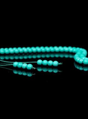 天然无优化原矿绿松石108手串湖北高瓷圆珠散珠项链配饰绕手多圈