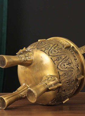 铜鼎摆件圆鼎四方鼎黄铜鼎u盛千秋办公室客厅招财开业礼品  装饰