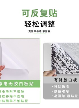 静电白板墙贴可移除擦写不伤墙儿童房墙板涂鸦画画写字板墙壁贴纸