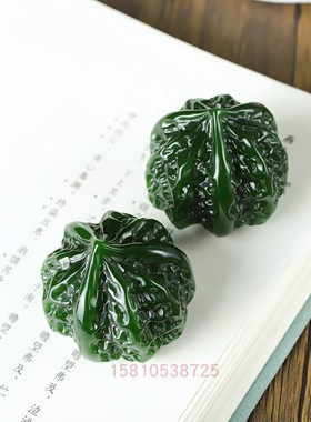 新疆和田玉实心手球菠菜绿色碧玉一对健身球手饰品籽料核桃手把件