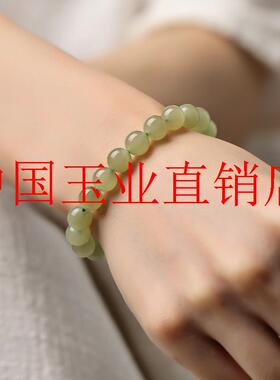 和田玉多圈手串冰种晴水玉珠子女款青白玉男女款清冷感圆珠玉手链