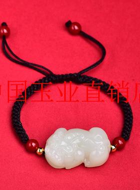 和田玉霸王貔貅手链招财转运编织红绳手链女本命年红手绳情侣礼物