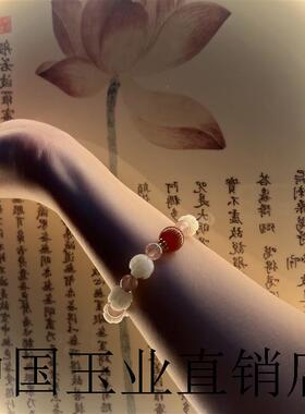 五台白玉菩提子手串文玩佛珠盘玩金丝南瓜莲花转运珠静心手链女款