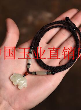 和田玉象吊坠吉祥如意男女款锁骨链青白玉小挂件籽料玉石玉佩牌子