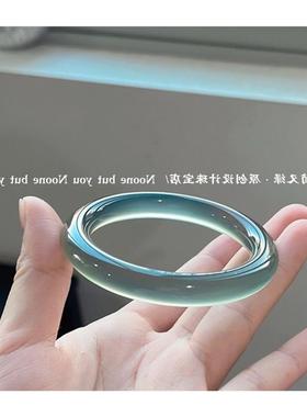 高端精品库里蓝手镯高冰海蓝色玉髓手镯子宝石蓝玛瑙玉镯高级女款