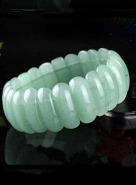 精选东陵玉石手排翠绿色玉手链男女同款绿玉手串手饰品送亲友送礼