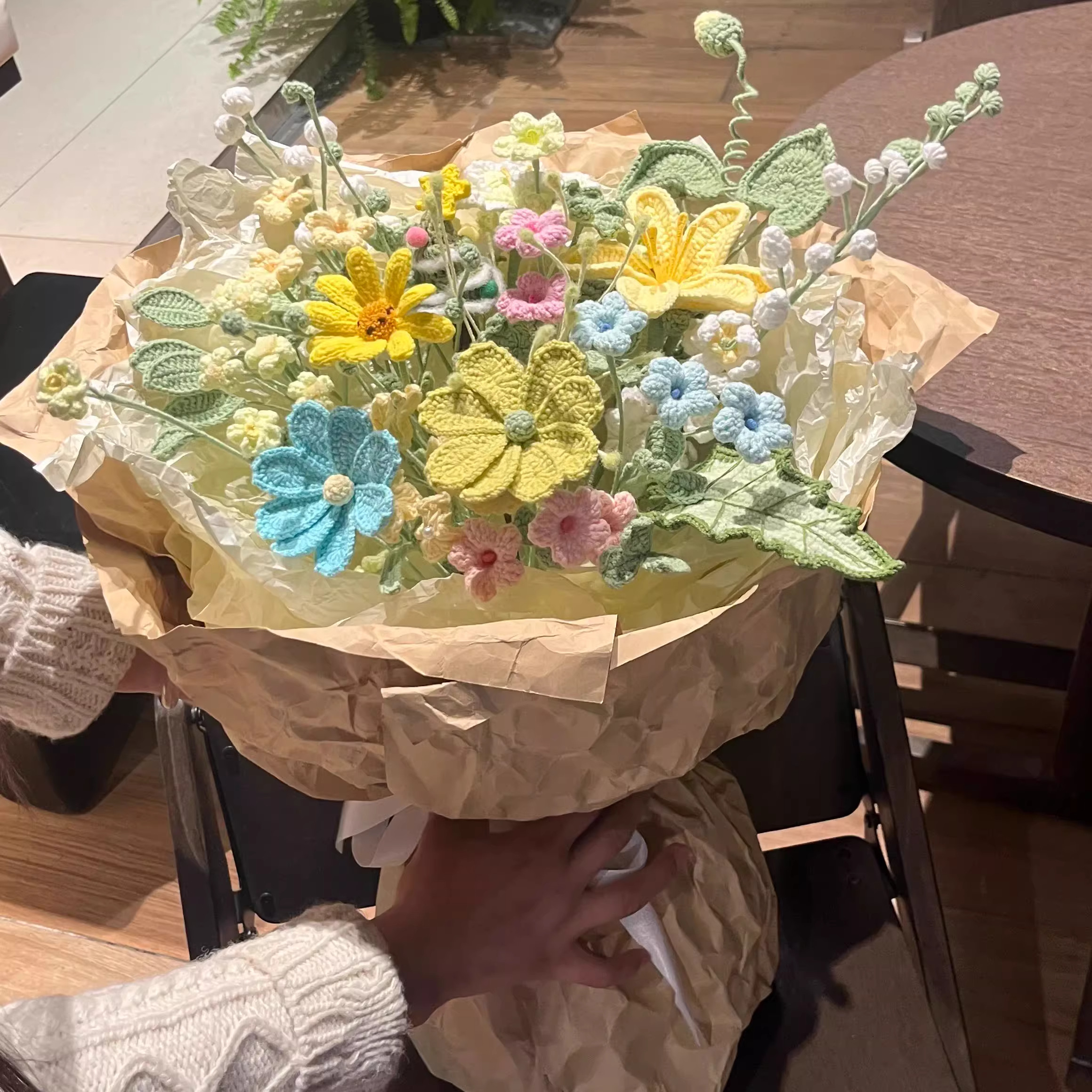 手工编织花束diy材料包雪妃尔毛线钩织玫瑰花送女朋友闺蜜礼物,淘宝优惠券,粉丝福利购,淘宝优惠卷