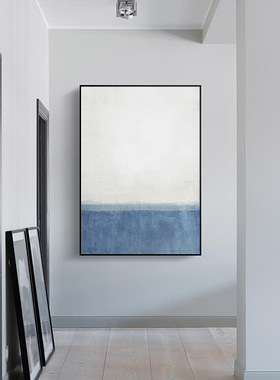 现代简约北欧黑白蓝色抽象大幅装饰画玄关当代工业风壁画客厅墙面