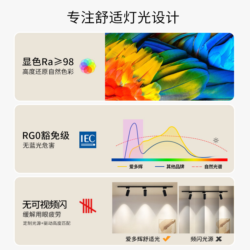 明装轨道灯led射灯客厅无主灯4000K家用导轨式轨道射灯小山丘5318,淘宝优惠券,粉丝福利购,淘宝优惠卷