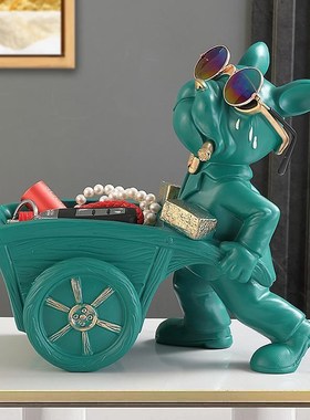 玄关入户门钥匙收纳推车法斗狗客厅桌面摆件装饰放电视纸抽盒高档