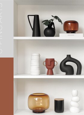 样板间简约现代软装摆件装饰品书房书柜创意陶瓷玻璃组合ZH3725