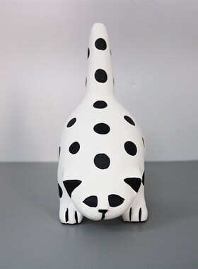 卡通风儿童房黑白波点猫咪动物树脂摆件客厅桌面装饰样板房间软装