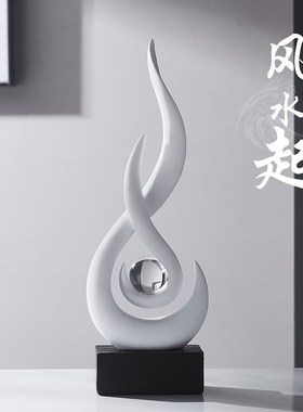 轻奢风生水起酒柜装饰品艺术摆件金色高级感玄关客厅电视柜办公室