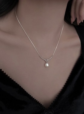 2024年新款S925纯银珍珠锁骨链小众设计感女生高级感足银项链