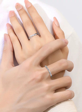 恋爱频率S999足银莫比乌斯戒指简约百搭情侣对戒小众设计可调节