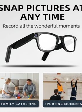 新款E02带摄像头的智能眼镜防抖拍照万物识别ai翻译蓝牙通话听歌