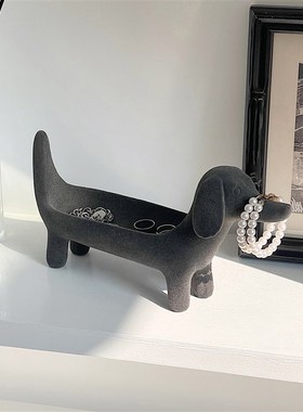 创意香肠狗饰品收纳装饰摆件高级感小众首饰展示架项链戒指托盘