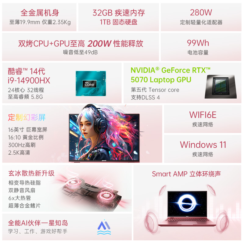 Colorful/七彩虹 iGame M16 轻薄16英寸酷睿14代i7标压RTX5070设计AI游戏笔记本电脑