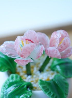 淄博琉璃手工艺品仙客来仿真花盆栽摆件家居桌面装U饰礼品玄关摆