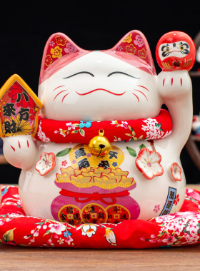 招财猫小摆件店铺k开业礼品前台收银柜台摆件家居客厅装饰陶瓷存