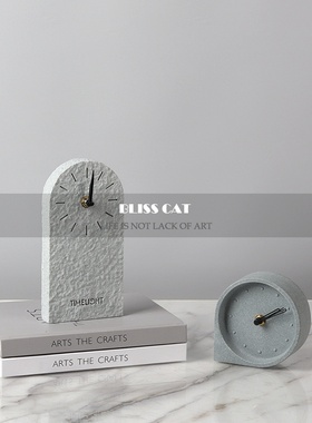北欧现代简约砂岩台钟摆件样板间儿童房女孩房书柜创Y意家居装饰