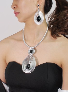 韩国简约时尚夸张仿珍珠项链 z复古百搭个性长款项链毛衣链女配饰