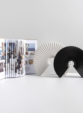 北欧现代简约黑白色扇形摆件新y中式陶瓷家居客厅样板房装饰品摆
