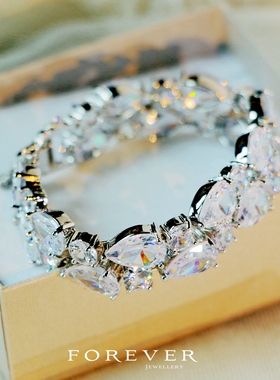 奢华时尚手链女超闪锆石手镯晚礼服配饰新娘结婚饰品生日约会首饰