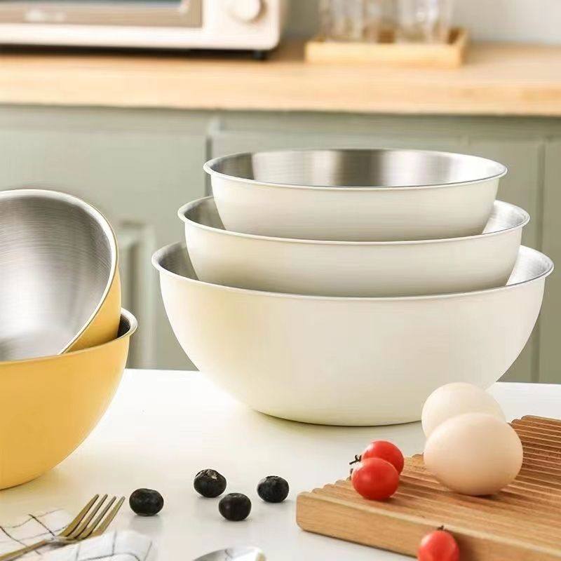 出口韩国ins加厚不锈钢316沙拉碗极简盆子家用厨房刻度烘焙专用盆